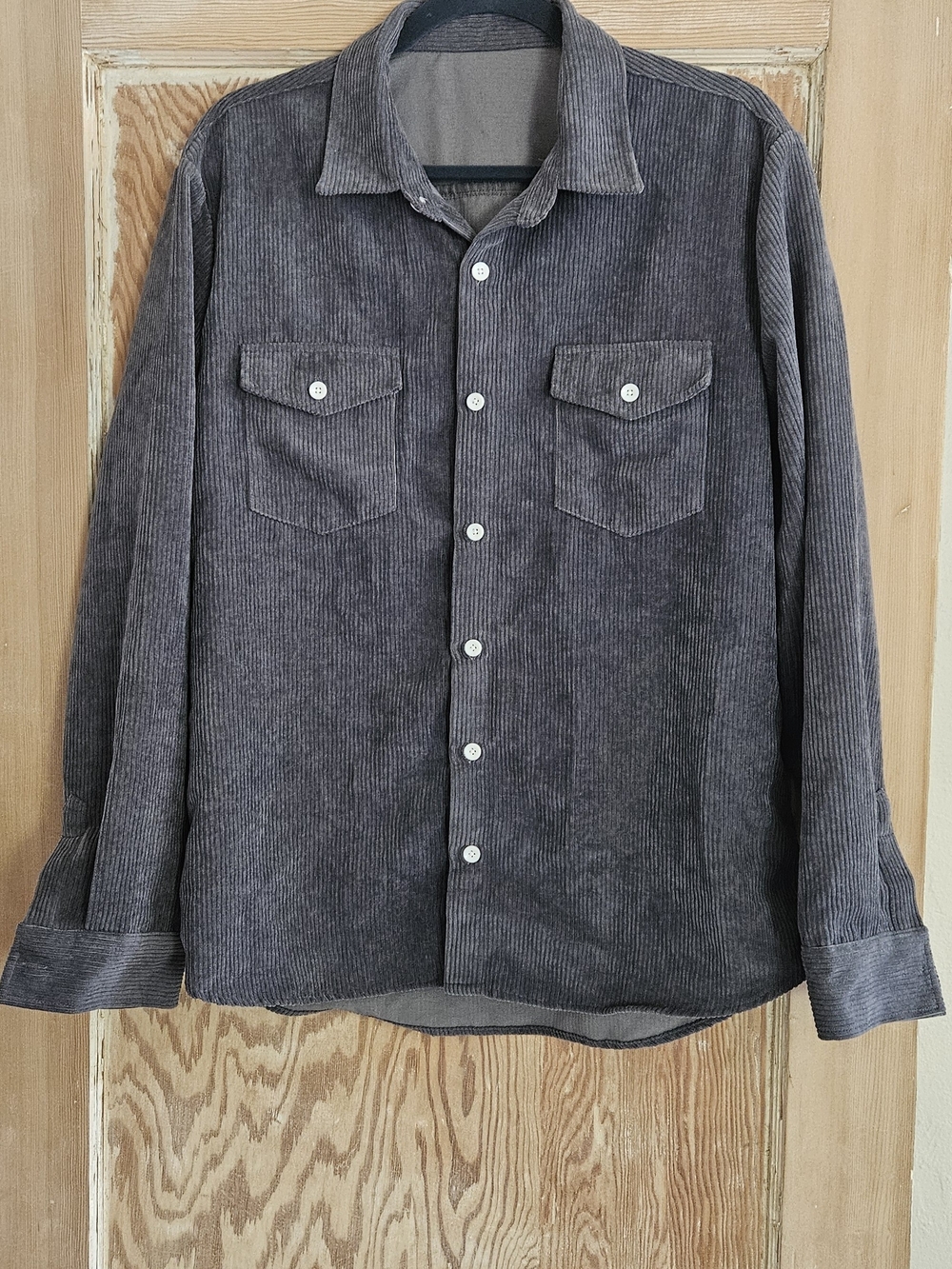 Men's Dusty Blue Corduroy Button-Up Shirt